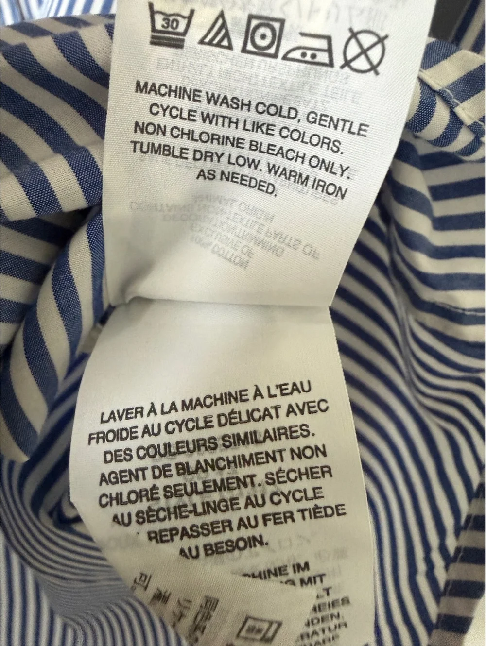 J. Crew Blue/White Striped Long Sleeve Button Up Embroidered Trim Shirt Size 00